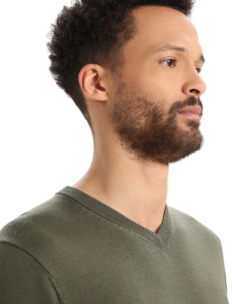 Chandails Icebreaker Merino Shearer V Neck Homme Vert Olive | FR 1220KORI